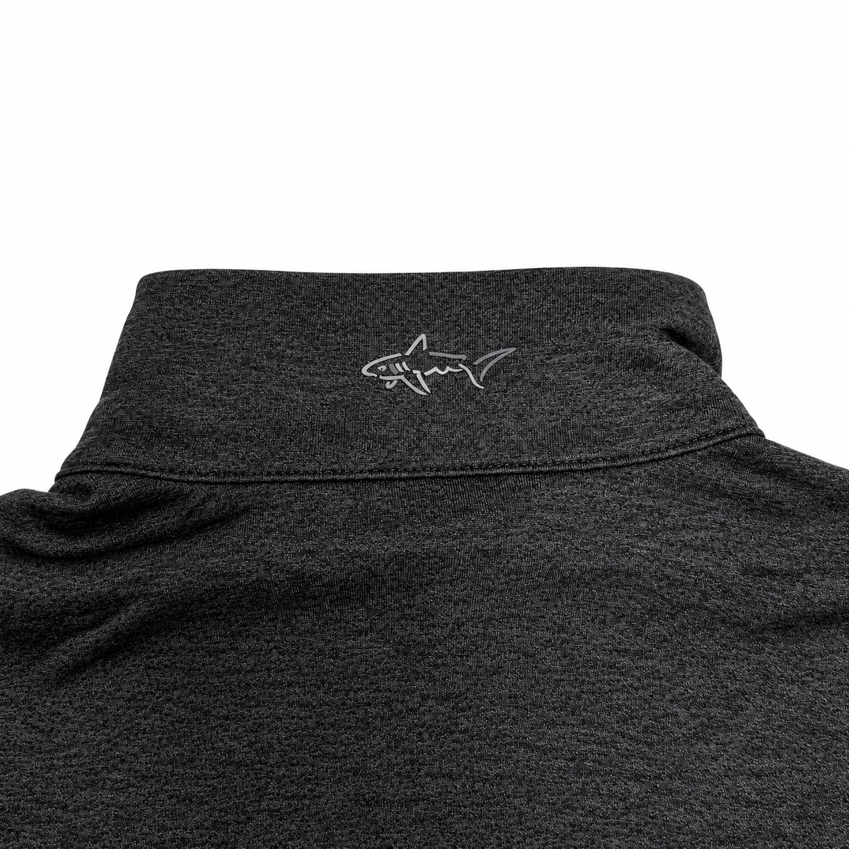 Greg Norman Mens Heathered 1/4 Zip Mock Long Sleeve Golf Pullover Top - Black/Heather