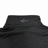 Greg Norman Mens Heathered 1/4 Zip Mock Long Sleeve Golf Pullover Top - Black/Heather