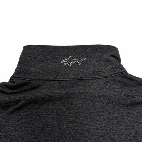 Greg Norman Mens Heathered 1/4 Zip Mock Long Sleeve Golf Pullover Top - Black/Heather