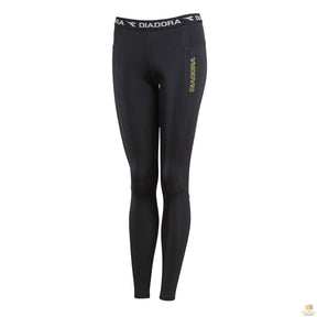 Diadora Womens Compression Full Length Sports Tights - Black (Gym & Yoga)