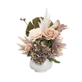 48cm Dried Look Floral Flower Plant - Dry Arrangement - Pastel Colours (Oval Pot)