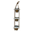 3 Tier Tin Hanging Planter Wooden Pots Plant Stand Flower Shelf Storage