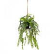 Faux Mixed Fern in Circle Frame Hanger (with Rope) Artificial Plant Flower Decor