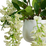 75cm Wisteria in Hanging Pot Artificial Plant Flower Décor Hanging Planter-Cream