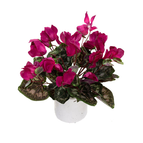 34cm Potted Faux Cyclamen Plant in Pot Artificial Flower Plant Decor - Fuchsia