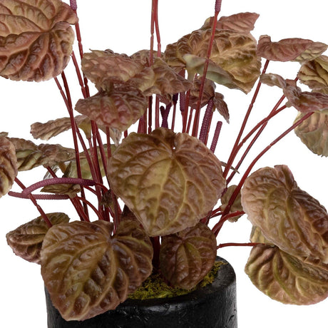 33cm Artificial Begonia Flowers in Pot - Burgundy ("Real Touch" Faux Floral Decor)