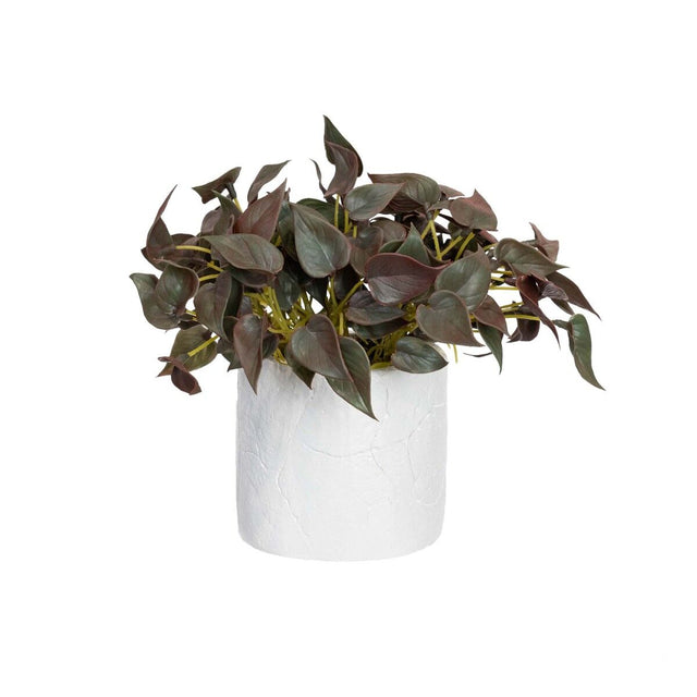 Real Touch Anthurium Bush in White Pot 21cm Artificial Plant in Burgundy