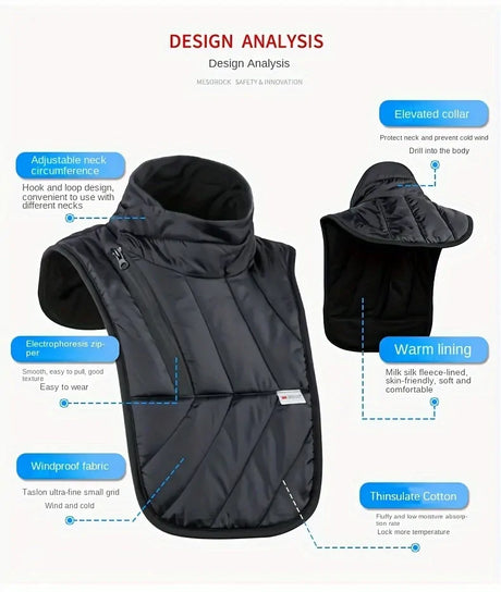 3M Thinsulate Windproof Thermal Neck Warmer Bib Scarf Winter Motorcycle in Black