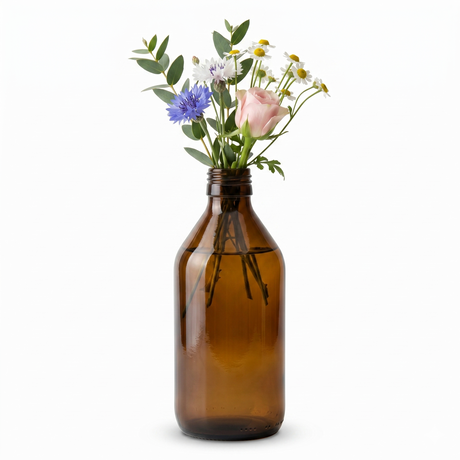 600ml Vintage Brown Glass Vase (Flowers not included)
