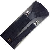 GLITTER SPARKLE SUSPENDERS Braces Clipon Elastic Y-Back Slim Adjustable  - Black (Glitter)
