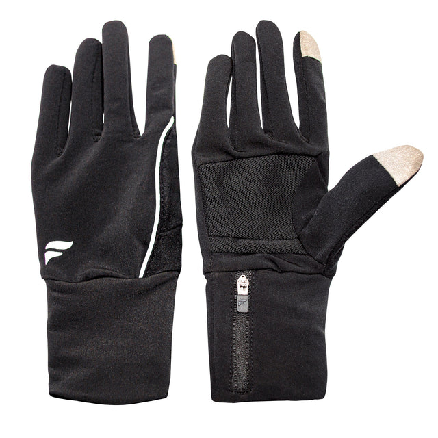Fly Active Glovepocket Mens Running Gloves - Black/Silver (Size M/L) - BLACK/SILVER