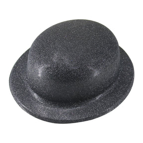 Black Glitter Bowler Hat - Sparkly Costume Hat for Dance/Fancy Dress Party