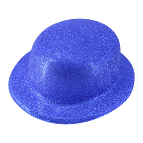 Blue Glitter Bowler Hat - Sparkly Costume Hat for Dance/Fancy Dress Party