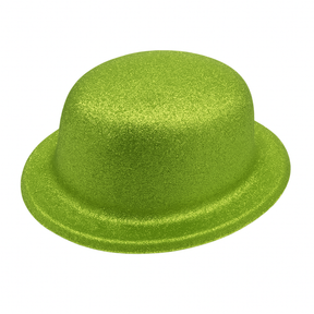 Lime Green Glitter Bowler Hat - Sparkly Costume Hat for Dance/Fancy Dress Party