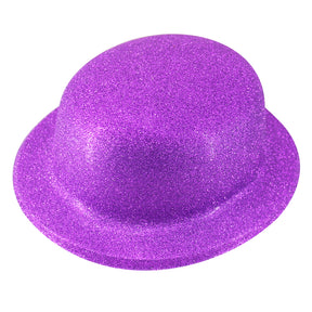 Purple Glitter Bowler Hat - Sparkly Costume Hat for Dance/Fancy Dress Party