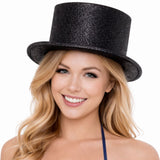 Black Glitter Top Hat - Sparkly Dance Costume/Fancy Dress Party