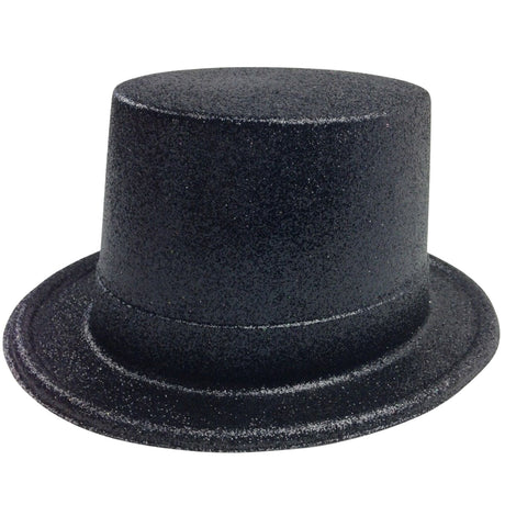 Black Glitter Top Hat - Sparkly Dance Costume/Fancy Dress Party
