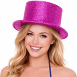 Hot Pink Glitter Top Hat - Sparkly Dance Costume/Fancy Dress Party