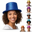 1x Assorted Colour Glitter Tall/Top Hat - Sparkly Dance Costume/Fancy Dress Party