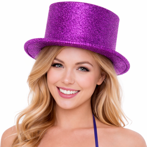 Purple Glitter Top Hat - Sparkly Dance Costume/Fancy Dress Party