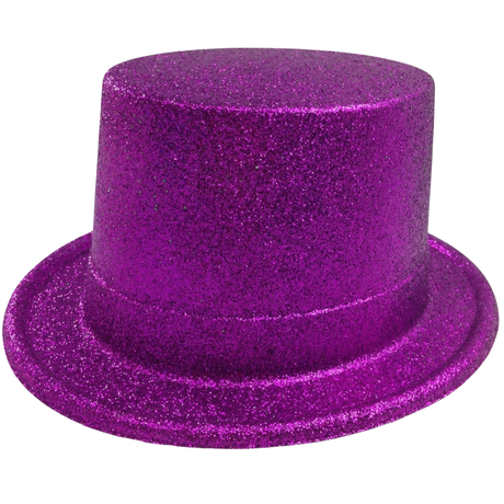 Purple Glitter Top Hat - Sparkly Dance Costume/Fancy Dress Party