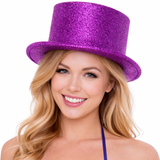 Purple Glitter Top Hat - Sparkly Dance Costume/Fancy Dress Party