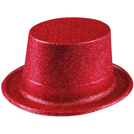 Red Glitter Top Hat - Sparkly Dance Costume/Fancy Dress Party