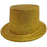 Yellow/Gold Glitter Top Hat - Sparkly Dance Costume/Fancy Dress Party