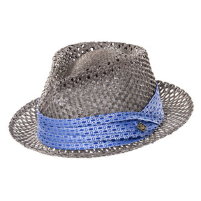Goorin Brothers Mens Light Vented Straw Hat- Natural (Summer Sun Hat/Fedora) - Grey
