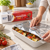 6x Aluminium Foil Food Packaging Wrap w/ Built-in Cutter Bulk (30cm x 150m)