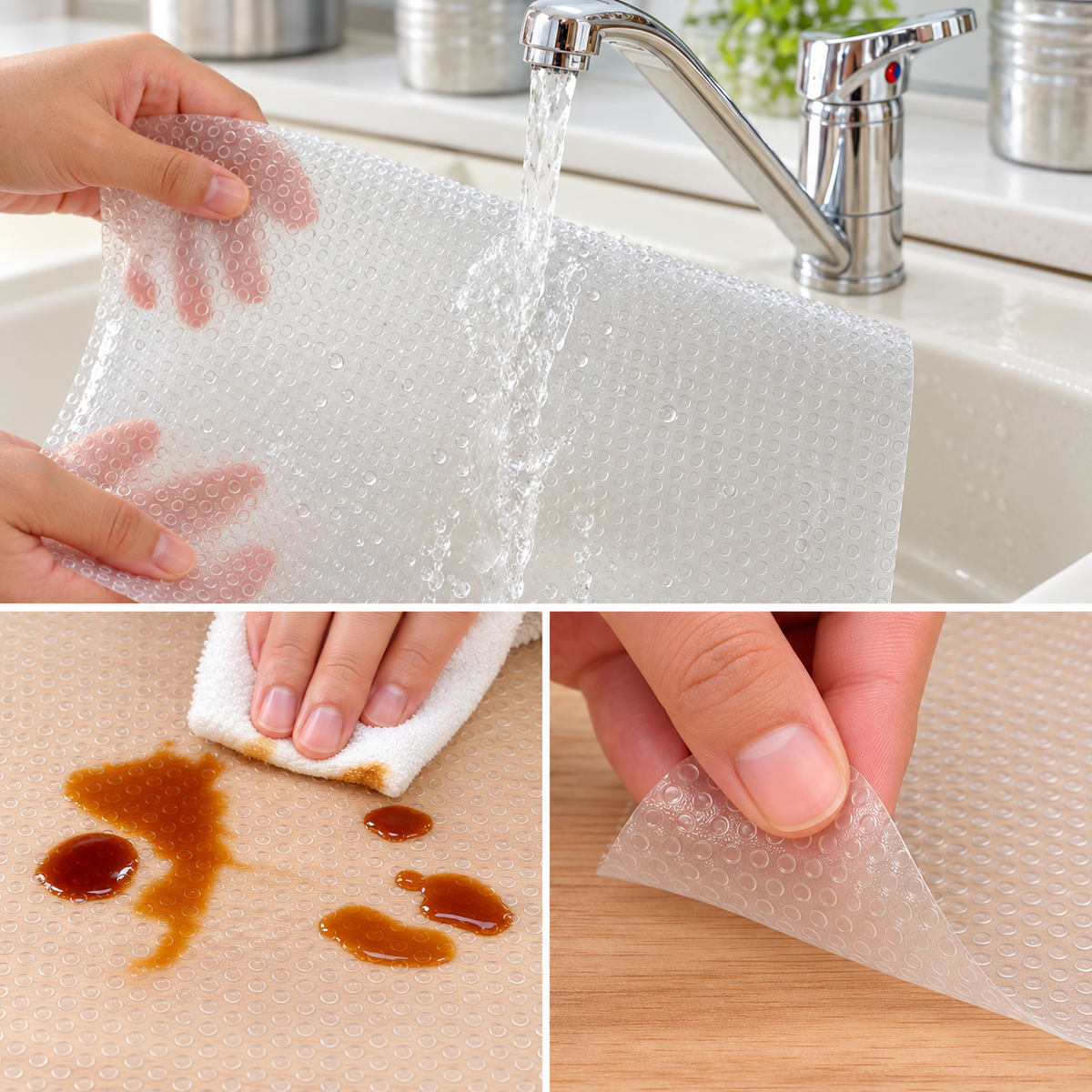12x Non Slip Ribbed Drawer Liner Plastic Cabinet Cupboard Clear Shelf Mat - 100cm x 45cm
