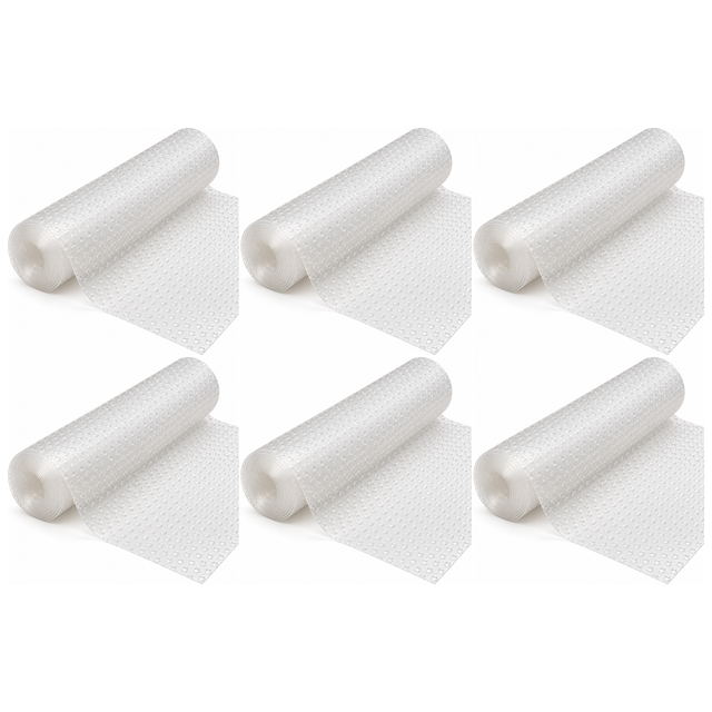 6x Non Slip Ribbed Drawer Liner Bulk Pack - Clear Plastic Cabinet/Cupboard Shelf Mat (100cm x 45cm)