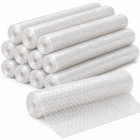 12x Large Non Slip Ribbed Drawer Liner Bulk Pack - Clear Plastic Cabinet/Cupboard Shelf Mat (200cm x 45cm)