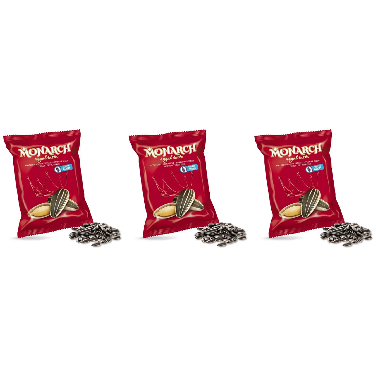 3x 300g Monarch Roasted Sunflower Seeds Bag Jumbo 'Striped Giant' - Product of Czechia (Bulk Pack)