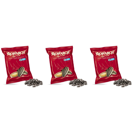3x 300g Monarch Roasted Sunflower Seeds Bag Jumbo 'Striped Giant' - Product of Czechia (Bulk Pack)