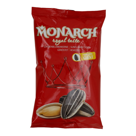 3x 300g Monarch Roasted Sunflower Seeds Bag Jumbo 'Striped Giant' - Product of Czechia (Bulk Pack)