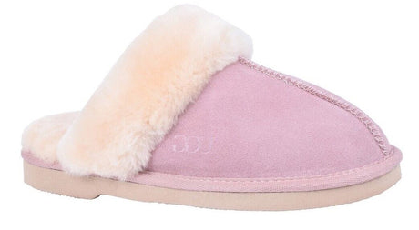 GROSBY Doe Womens Sheepskin Slippers - Light Pink (Ladies Slip-On UGG Scuffs)
