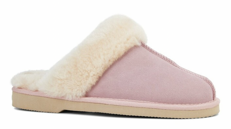 GROSBY Doe Womens Sheepskin Slippers - Light Pink (Ladies Slip-On UGG Scuffs)