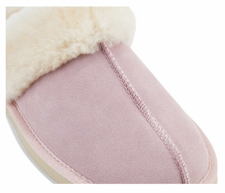 GROSBY Doe Womens Sheepskin Slippers - Light Pink (Ladies Slip-On UGG Scuffs)