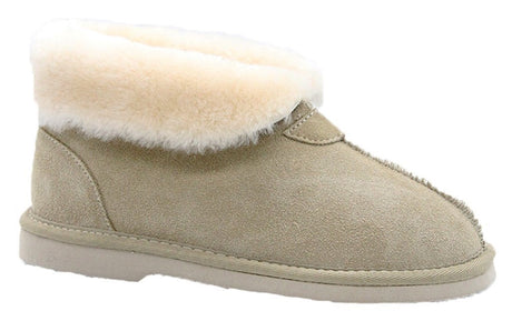 GROSBY Womens Princess UGG Boots Genuine Sheepskin Suede Leather Slippers - Beige