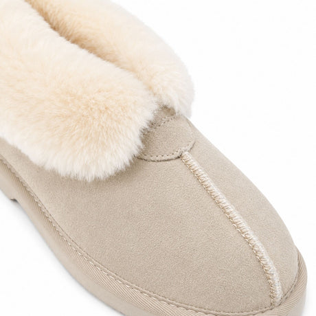 GROSBY Womens Princess UGG Boots - Beige (Genuine Sheepskin/Suede Leather Slippers)