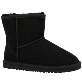 GROSBY Jackaroo Mens Short UGG Boots - Black (Genuine Sheepskin/Suede Leather Slippers)