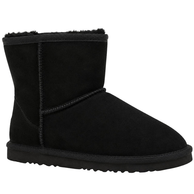 GROSBY Jackaroo Mens Short UGG Boots - Black (Genuine Sheepskin/Suede Leather Slippers)