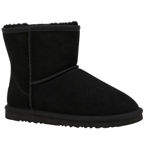 GROSBY Jackaroo Mens Short UGG Boots - Black (Genuine Sheepskin/Suede Leather Slippers)
