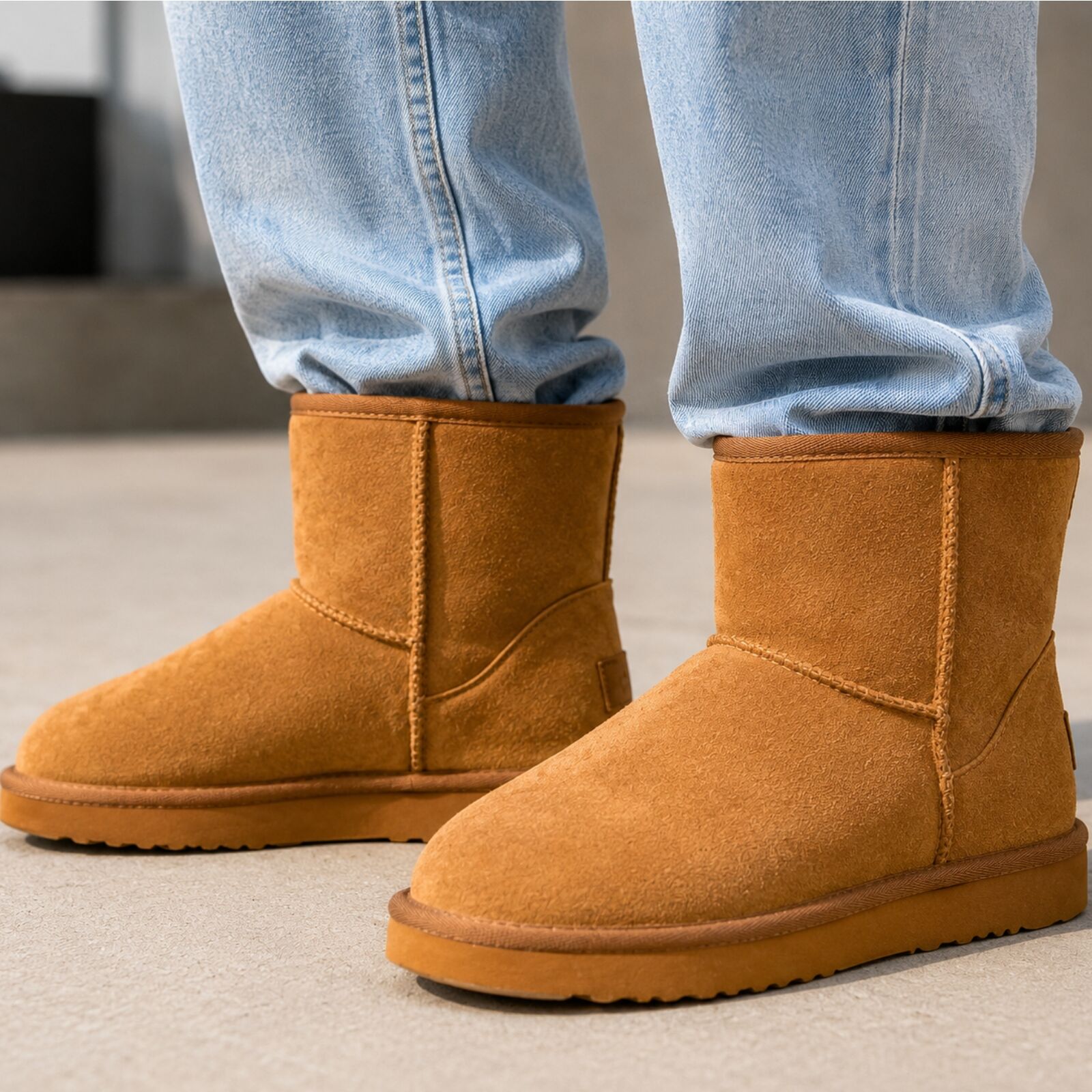 GROSBY Jackaroo Mens Short UGG Boots - Chestnut Brown (Genuine