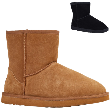 GROSBY Jackaroo Mens UGG Boots Genuine Sheepskin Suede Leather Short Classic - Chestnut