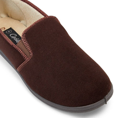 GROSBY Percy Mens Slippers - Chocolate Brown (Casual Slip-On Indoor/Outdoor Shoes)