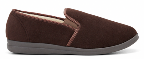 GROSBY Percy Mens Slippers - Chocolate Brown (Casual Slip-On Indoor/Outdoor Shoes)