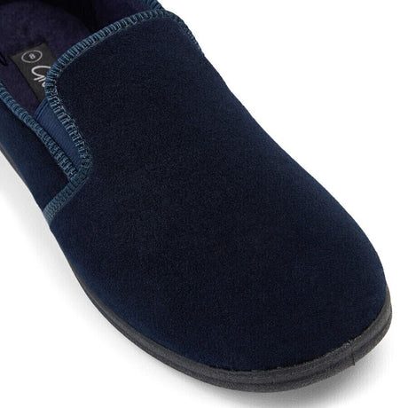 GROSBY Percy Mens Slippers - Navy Blue (Casual Slip-On Indoor/Outdoor Shoes)