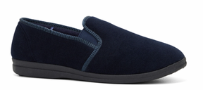 GROSBY Percy Mens Slippers - Navy Blue (Casual Slip-On Indoor/Outdoor Shoes)